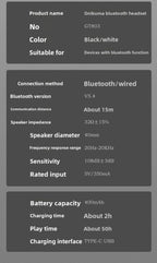 Onikuma Bluetooth Headphones Over Ear Hifi Stereo Music Headset Professional True Sports with Earphones TF/AUX Music Player