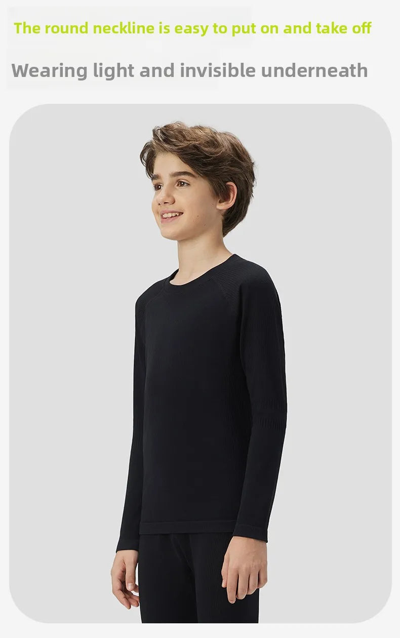 Kelme Children's Quick Drying Clothes Set Outdoor Running Sports Long Sleeve Knitted Training Base Shirt For Boys And Girls
