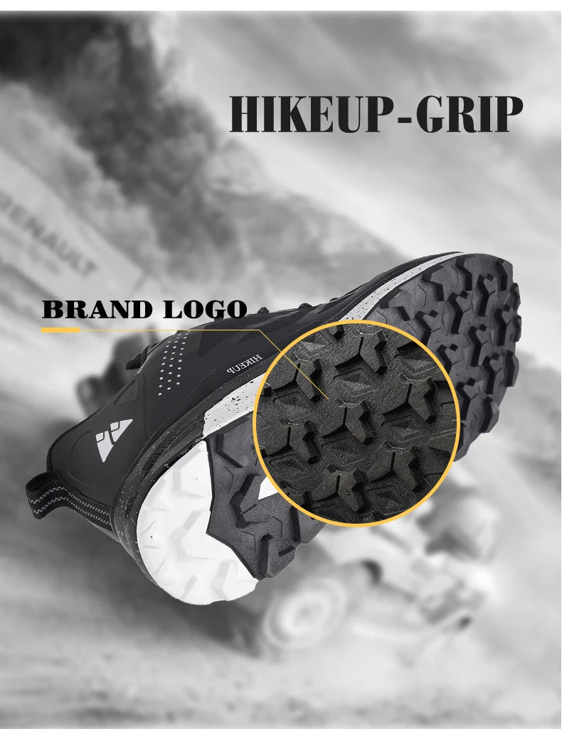 HIKEUP Outdoor Men's Sneakers Women Breathable Trail Running Shoes Hiking Shoes Trail Male Comfort Trekking Running Sneakers