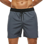Escatch 2026 Summer Man Swimwear Solid Fashion Quick Dry Drawstring Elastic Waist Surfing Zipper Pocket Gym Beach Pants Shorts