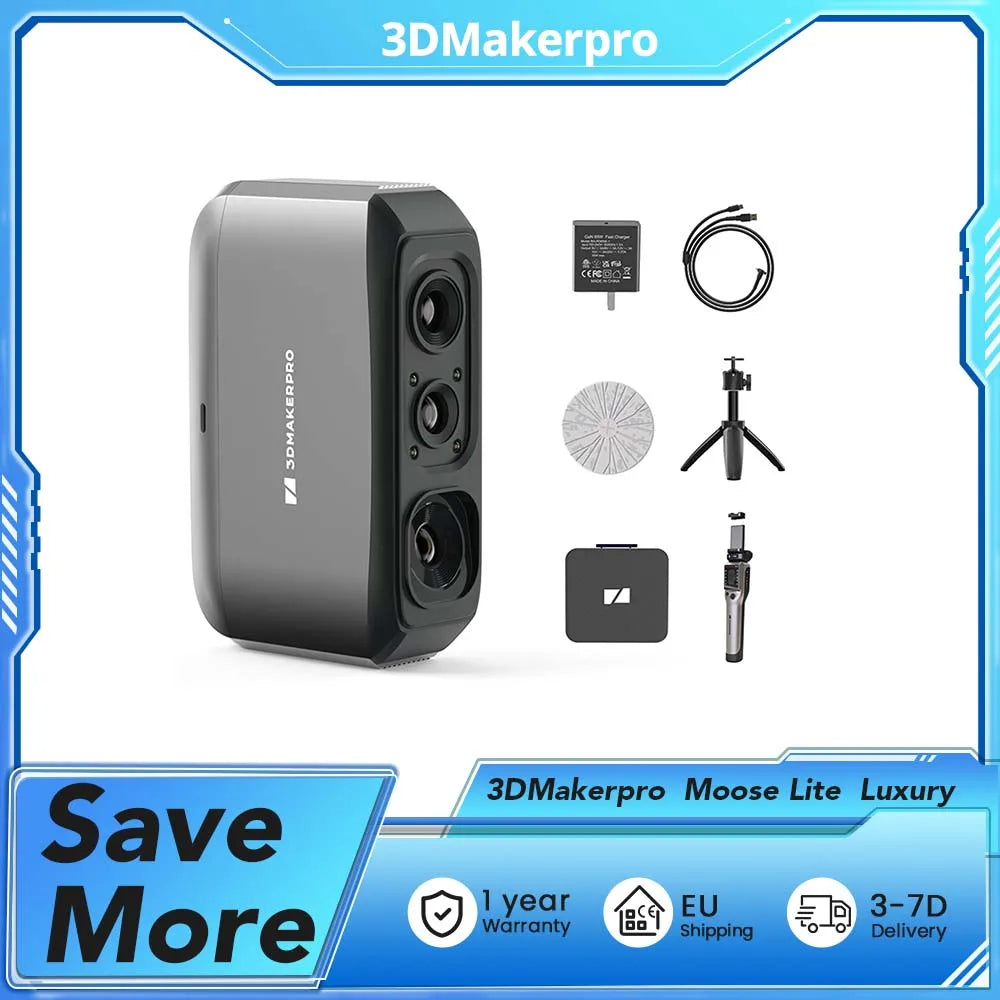 3DMakerpro Moose Lite 3D Scanner,Luxury, NIR Light Source,0.05mm Accuracy,24-bit Color Camera,10fps Frame Rate,Anti-Shake Lenses Main image