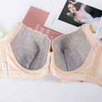 Plus Size Female Lace Bra Thin Bralette 80-105 C/D Cup Push Up Brassiere Widening Side 4-Row Button Bras Absorbs Sweat Underwear