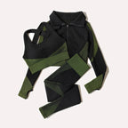 2/3Pcs Women Yoga Suit Seamless Knitted Yoga Pants Leggings Clothing Zipper Long Sleeve Crop Top Fitness Wear Sportswear Gym Set