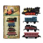 Car Vehicles Retro Steam Train Pull Back Model Diecast 1:60 Alloy Toy Train Kids Toys Set For Boys Gifts Kids Birthday