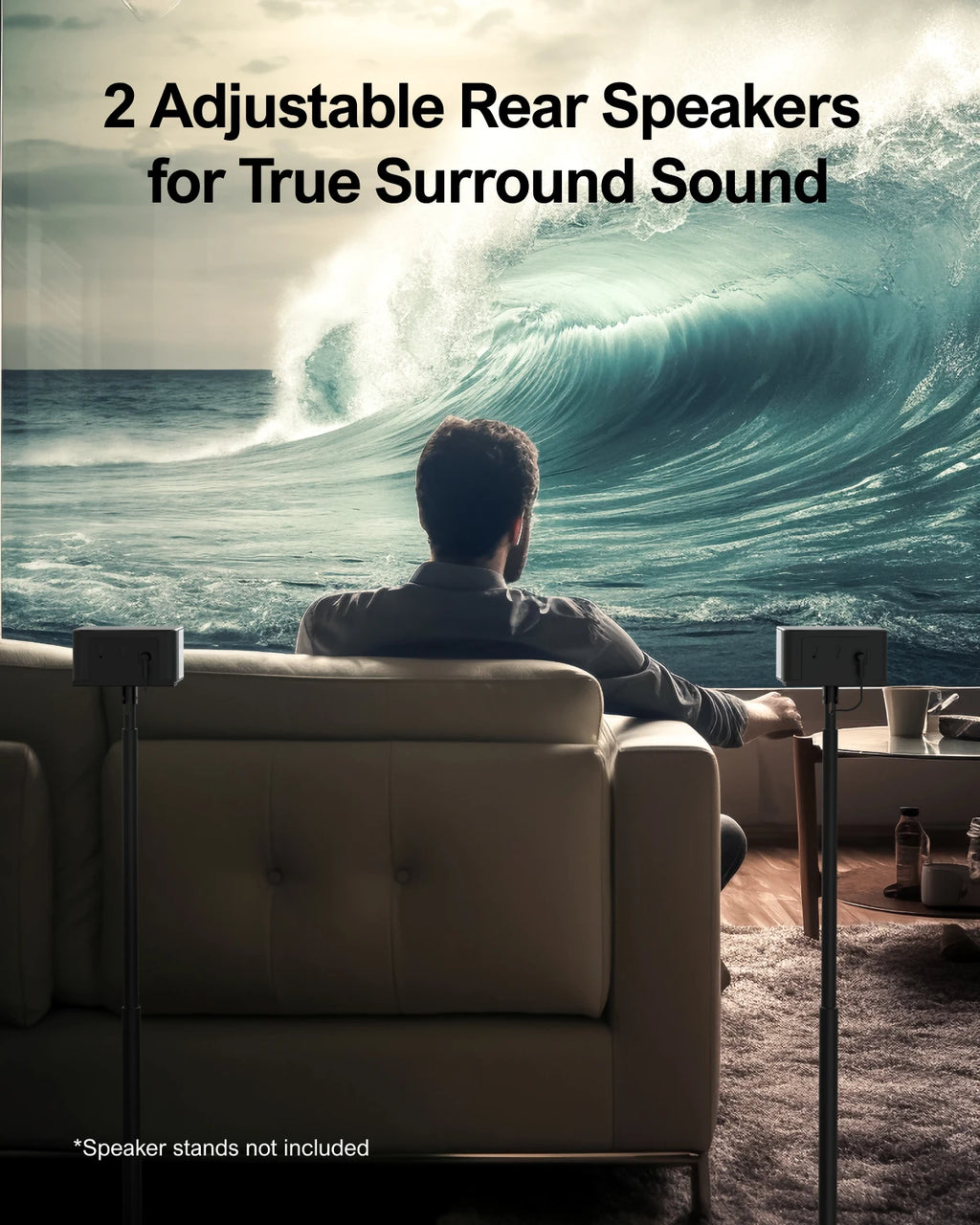 ULTIMEA 5.1 Virtual Surround Soundbar, 3D Surround Sound System, Soundbar for TV with Subwoofer and Rear Speakers, Poseidon D50