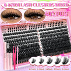 60/402PCS 100D Eyelash Set with Lower Eyelashes Thick & Comfortable for Daily Wear Party Wedding Night Makeup Lash Extensions