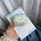 Cartoon Cake Bear Blue Wave Case for AirPods 2 3 4 ANC Cover with Keyring for Apple AirPod Pro 3 2025 Earphone Protective Cases
