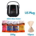 500ML Wax Heater Set For Body Hair Removal Unisex / Black And White Color Electric Display Screen Wax Heater / 200g Wax Beans