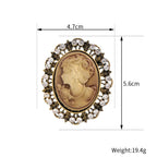 Vintage Victorian Design Queen's Cameo Brooch Pin, Antique Wedding Beauty Jewelry Gift, Elegant Style