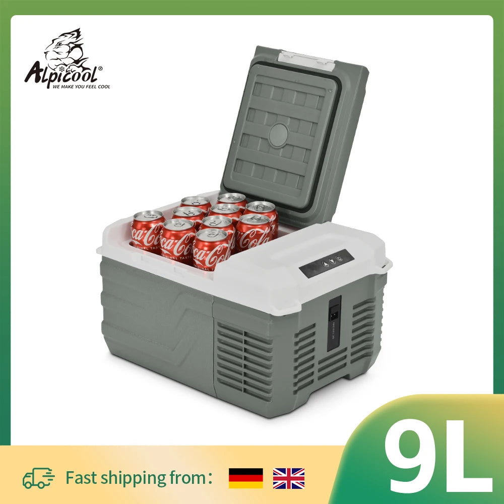 Alpicool NL9 9L Portable Refrigerator 12V/24V Small Car Fridge 100V~240V AC Electric Cooler Plug in Mini Freezer for Camping Main image