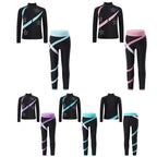 Kids Girls Sports Set Long Sleeve Zipper Sweatshirt with Leggings Children's Sport Suits for Workout Skating Gymnastics Outfits
