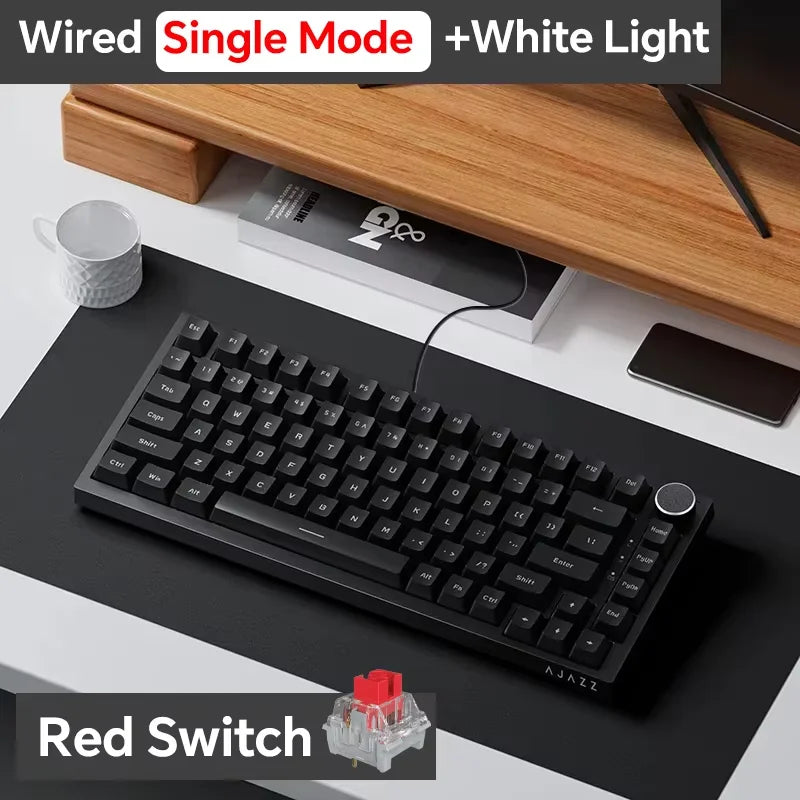AJAZZ AK820/Pro Wireless Mechanical Keyboard Bluetooth 5.1 2.4G USB-C Wired Hot Swappable RGB Gaming Keyboard Gasket Mount with Main image