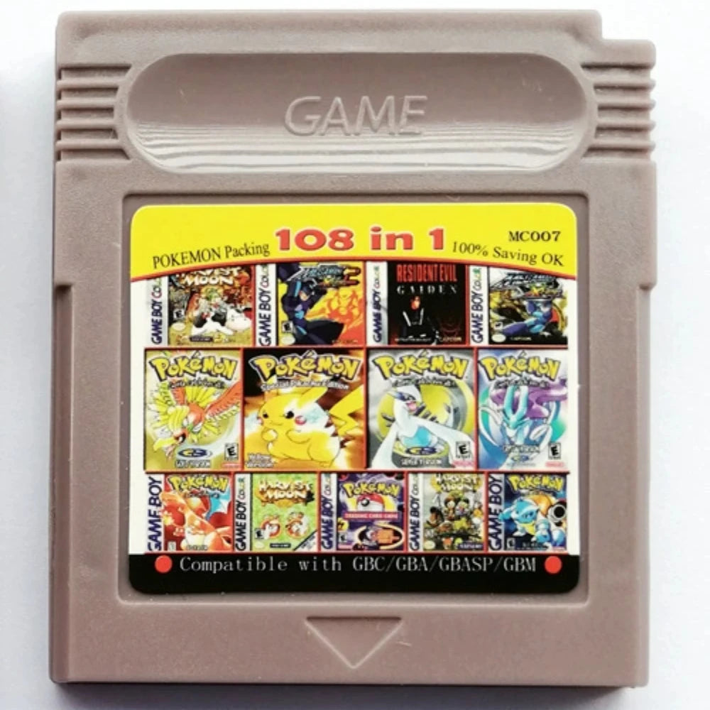 GBC Game Combo Pokémon Series 61in1 108in1 Game Video Game Cartridge Card, English Version for GBC/GBA/SP/GBM