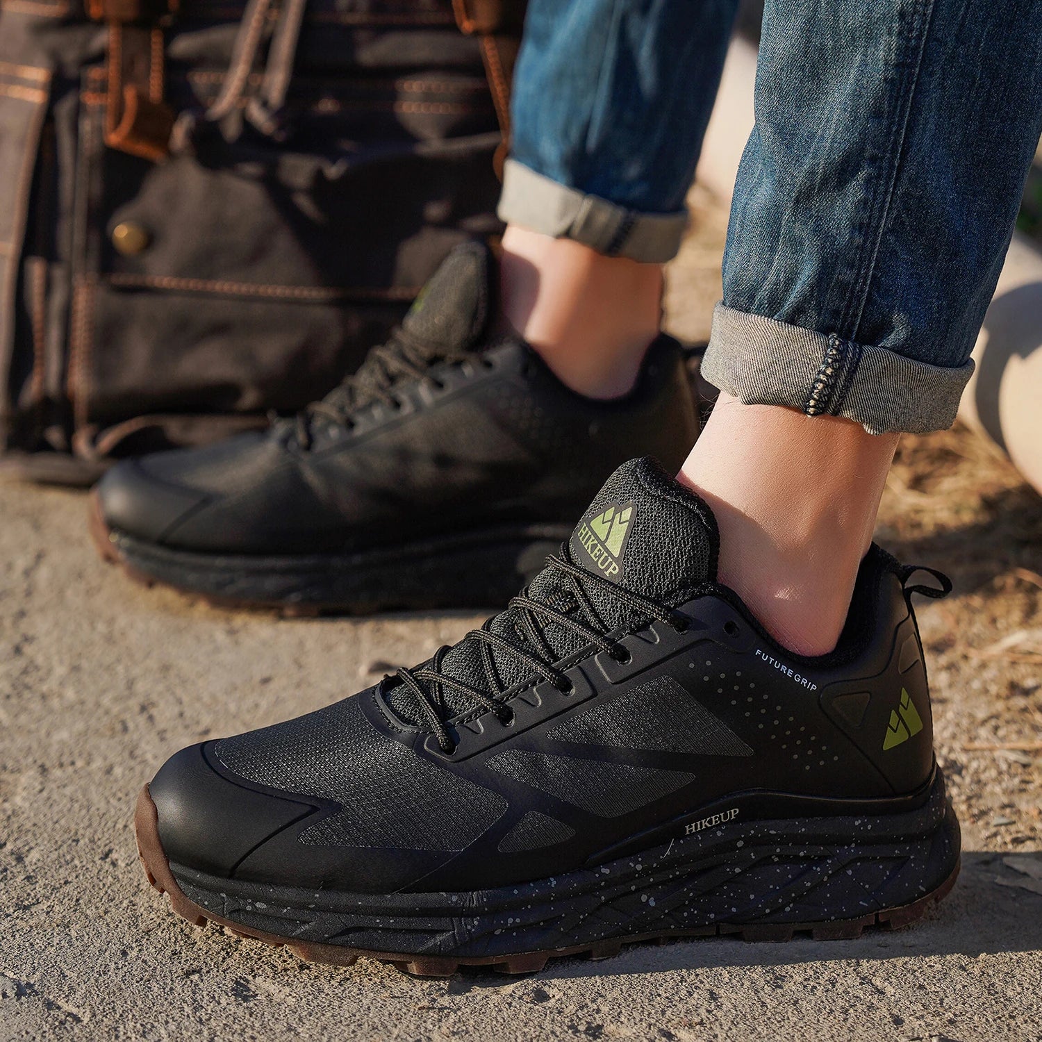 HIKEUP Outdoor Men's Sneakers Women Breathable Trail Running Shoes Hiking Shoes Trail Male Comfort Trekking Running Sneakers