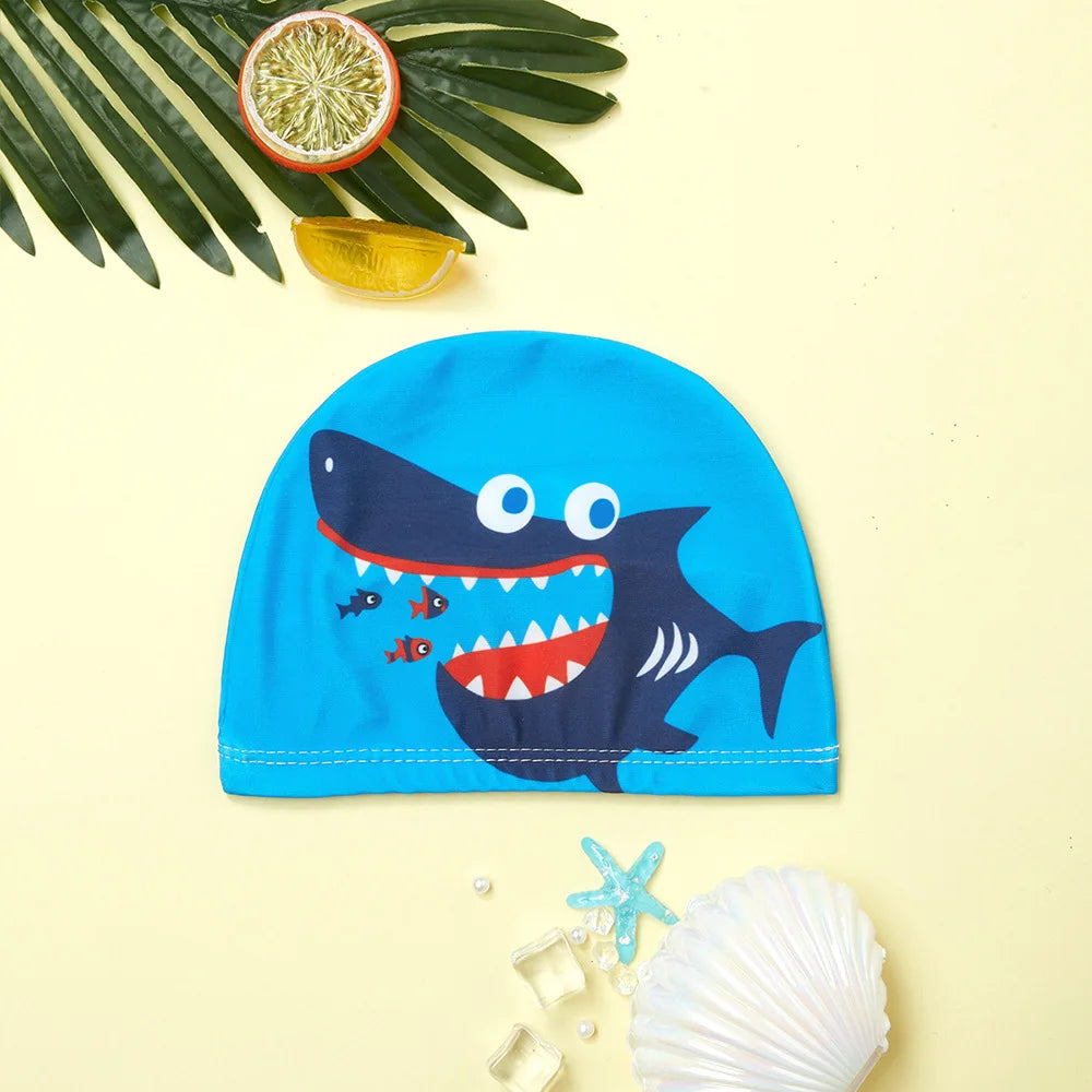 Kids Swim Cap Cartoon Pattern High Elastic Ear Protection Breathable for Pool Swimming Boys Girls Comfort Fit