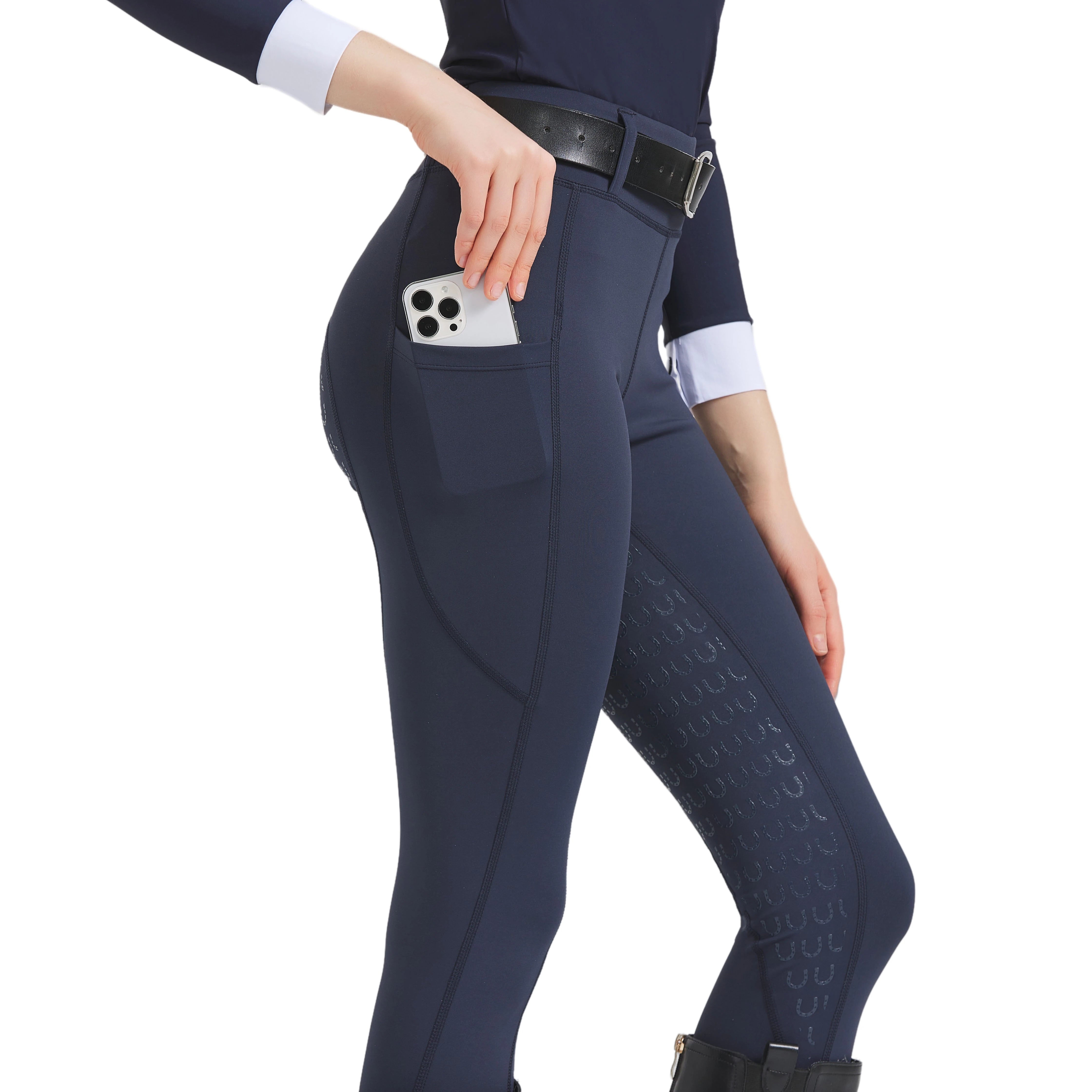 Spring and summer riding pants women's knitted high-stretch, slim-fitting silicone riding pants tight riding pants breathable we Main image