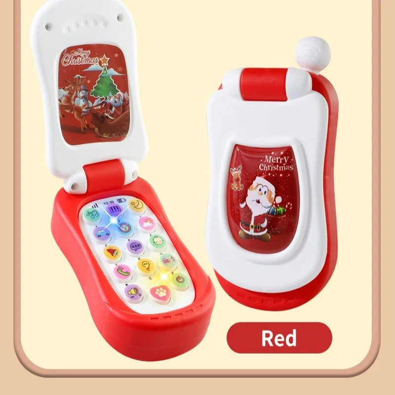 Puzzle early education music mobile phone cartoon simulation flip phone baby toy 61 children's gift English