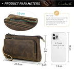 CONTACT'S Genuine Leather Men Clutch Bag Design Handbag Long Wallet Male Purse Travel Charge Storage Bag Cable Organizer