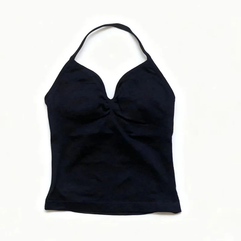 Gym Beautiful Open Back Bra Running Workout Impact Halter Longline Strappy Top Sports Yoga Vest Women's Fitness Tank Top