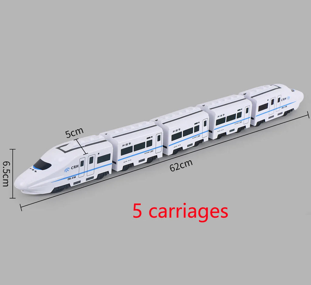 Kids DIY Simulation High Speed Railway Train Toy Car Electric Sound Light Model Train Educational Toys for Boys Girls Gift