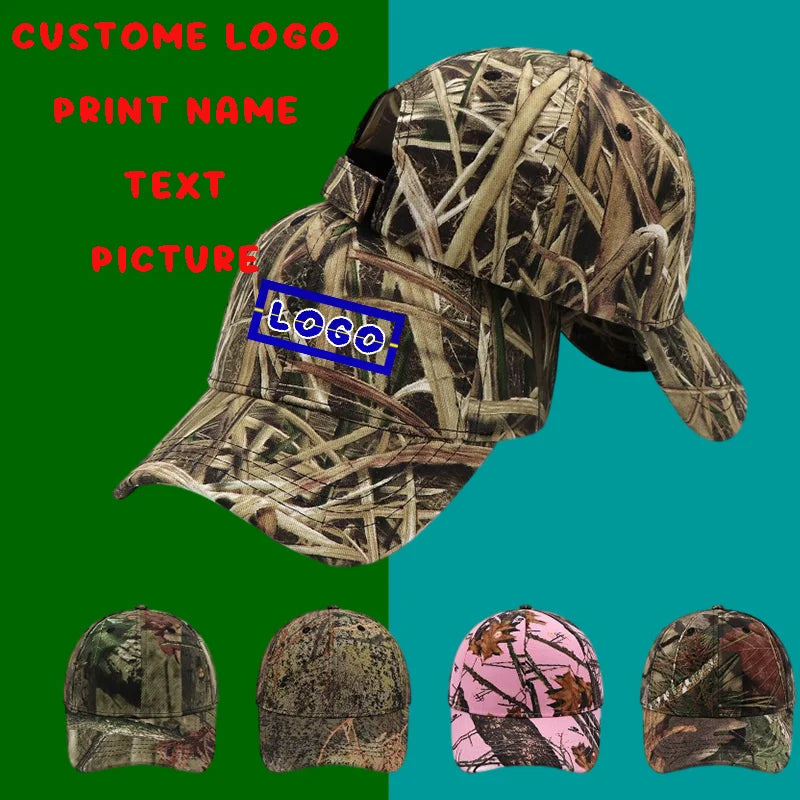 Custom Print Embroidery Outdoor Jungle Fishing Baseball Hat Cap Man Camouflage Hunting Hats Cotton Casquette Trucker Dad Caps Main image