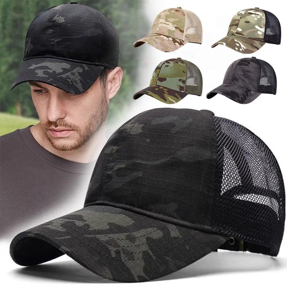 Outdoor Baseball Caps Adjustable Snapback Hat Breathable Mesh Sunscreen Hat Sports Hunting Hiking Camping Anti-UV Baseball Caps Main image