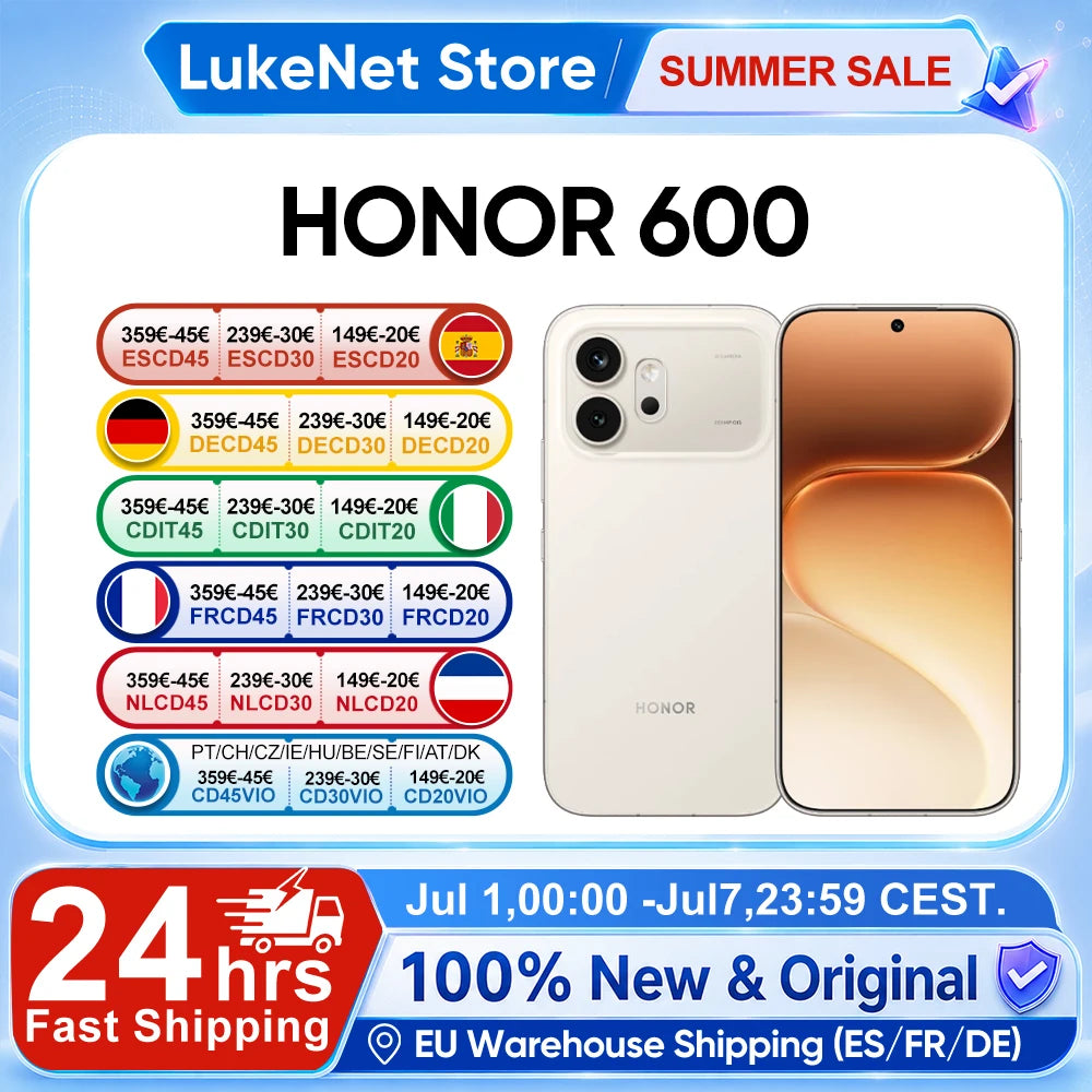 HONOR 600 5G Smartphone EU Version 200MP AI Ultra Night Camera 6400mAh Snapdragon 7 Gen4 AI Button 6.57"AMOLED 80W Supercharge Main image