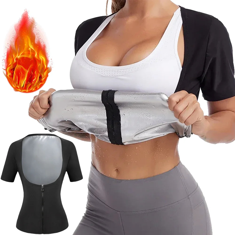 Workout Sauna Suit for Women Weight Loss Sauna Effect Shaper Waist Trainer Arm Slimmer Shirts Bodybuilding Belly Trimmer Tops Main image