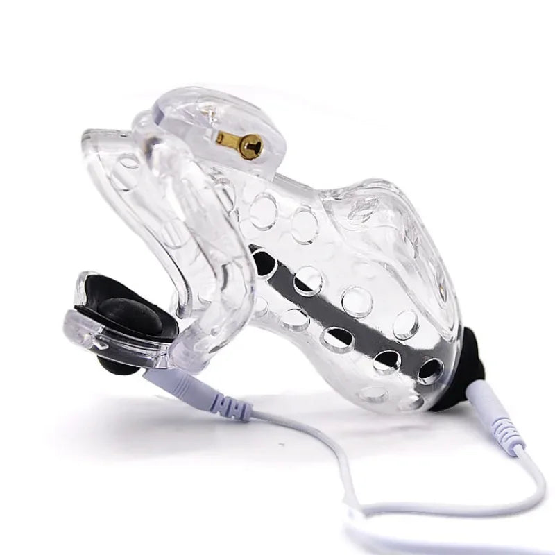 Electric Shock Male Plastic Long Short Cage Chastity Device Cock Penis Ring Ball Lock Electro BDSM Restraint Sex Toy Man Main image