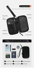 ReeYee N12 Passport Holder Wallet, Travel Organizer for Cards Tickets, Water-Resistant Scratch-Resistant Essential Wallet Pouch