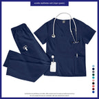 Niaahinn Scrubs Uniforms Sets Wholesale Medical Scrub Stretch Suit Healthcare Nursing Uniform Unisex Surgical Uniforms Woman Men
