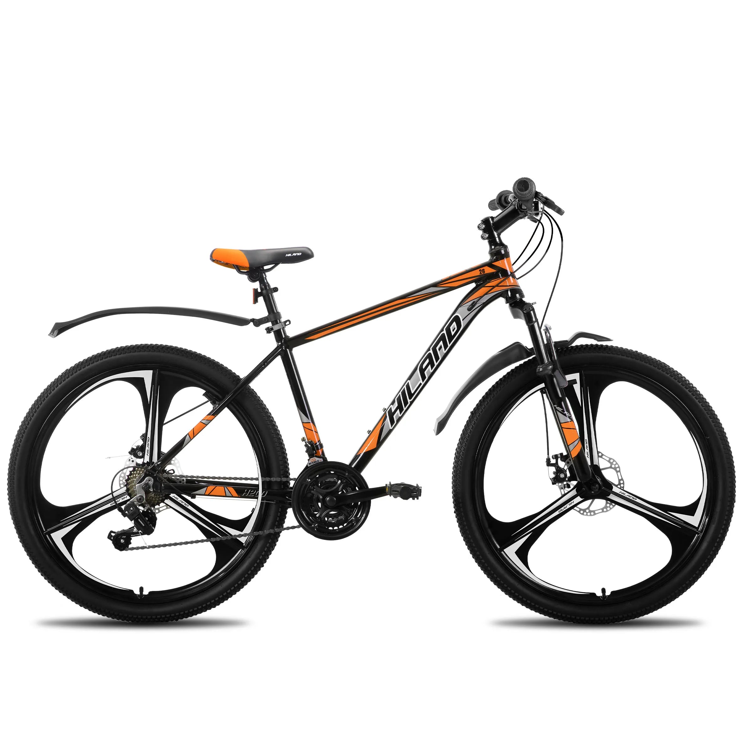 HILAND Mountain Bike, 3 Spokes, 18 Speeds Drivetrain, Aluminum Frame 26 Inch Wheels, Disc-Brake Bike for Men Women Men's MTB