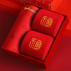 MiiOW Organic Cotton Boxer Socks Set Men Underwear Boxers Trunks Antibacterial Male Panties Boxershorts Underpants Red L-3XL New