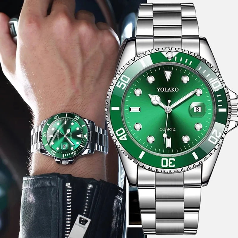 Fashion Watch Casual Clock Montre Homme Business Men Quartz Watch Calendar Green Water Wok Ghost Sport Men Wristwatch Main image