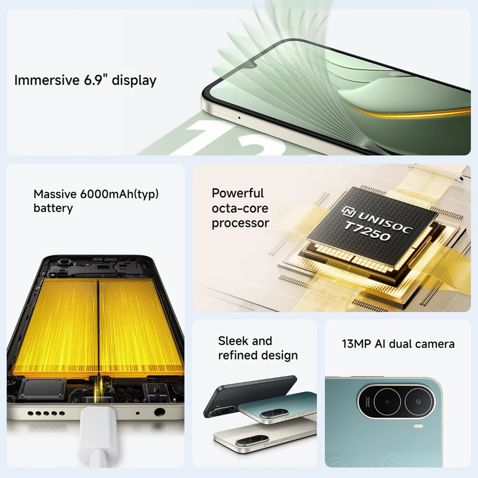 Global Version POCO C81 Pro Smartphone 6000mAh(typ) Battery 15W Charge 6.9" 120Hz LCD Display 13MP Camera NFC POCO Cellphone