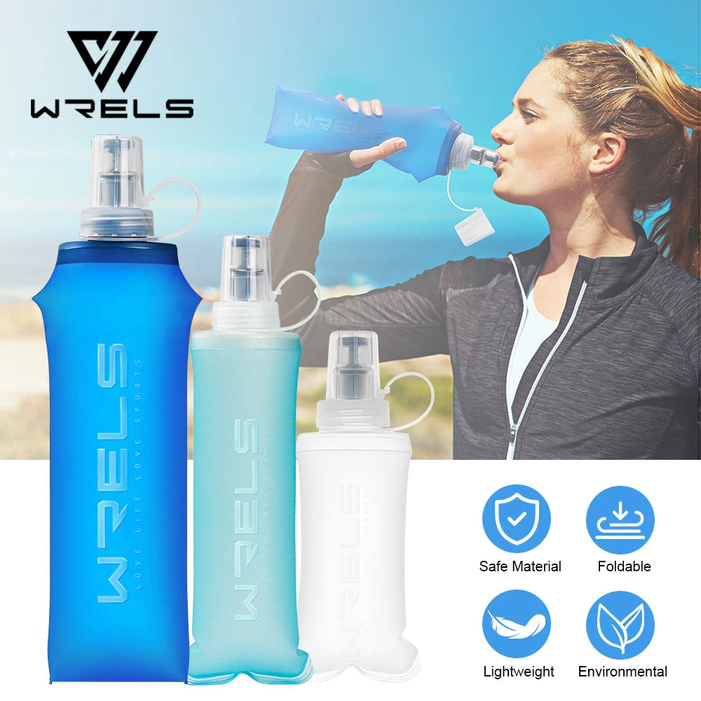 WRELS 250ml 500ml Soft Flask Folding Collapsible Water Bottle TPU BPA Free Outdoor Sport Portable   Water Bag Running Camping Main image