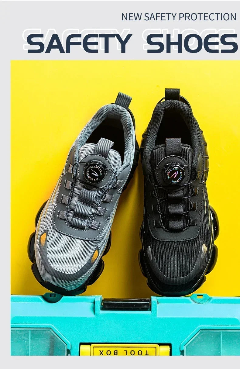 Men's Safety Shoes Protection And Elastic Safety Boots Fashionable Casual Shoes Breathable Odor Protection Men's Work Shoes