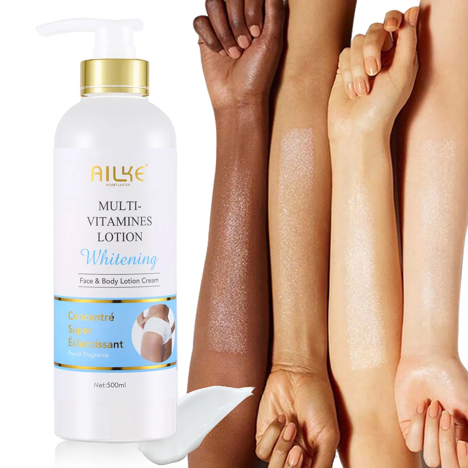 AILKE Multi Vitamin Whitening Body Lotion With Vitamins A,E,B3,B5, Increase Skin Radiance, Even Skin Tone, Moisturizer Cream Main image