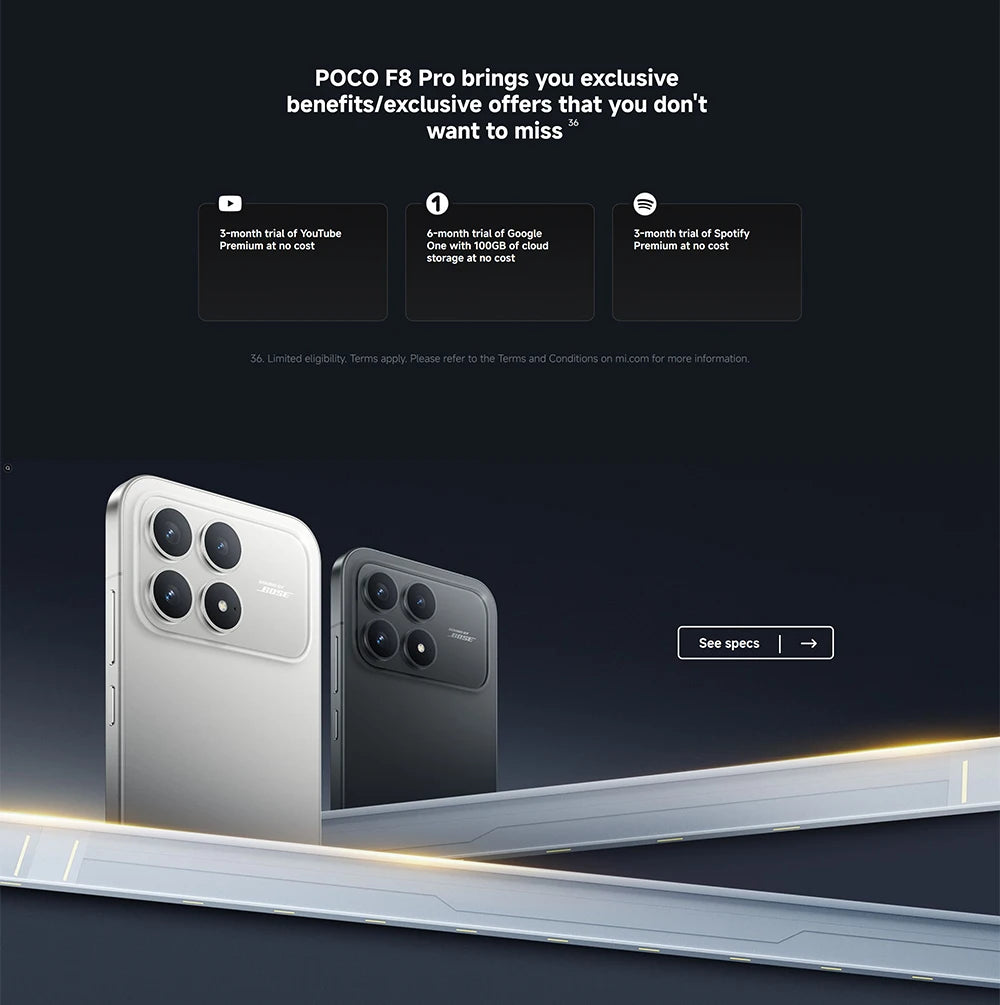 Global Version POCO F8 Pro 5G 6.59" Snapdragon® 8 Elite Mobile Platform 6210mAh 100W HyperCharge 50MP camera NFC IP68 XIaomi