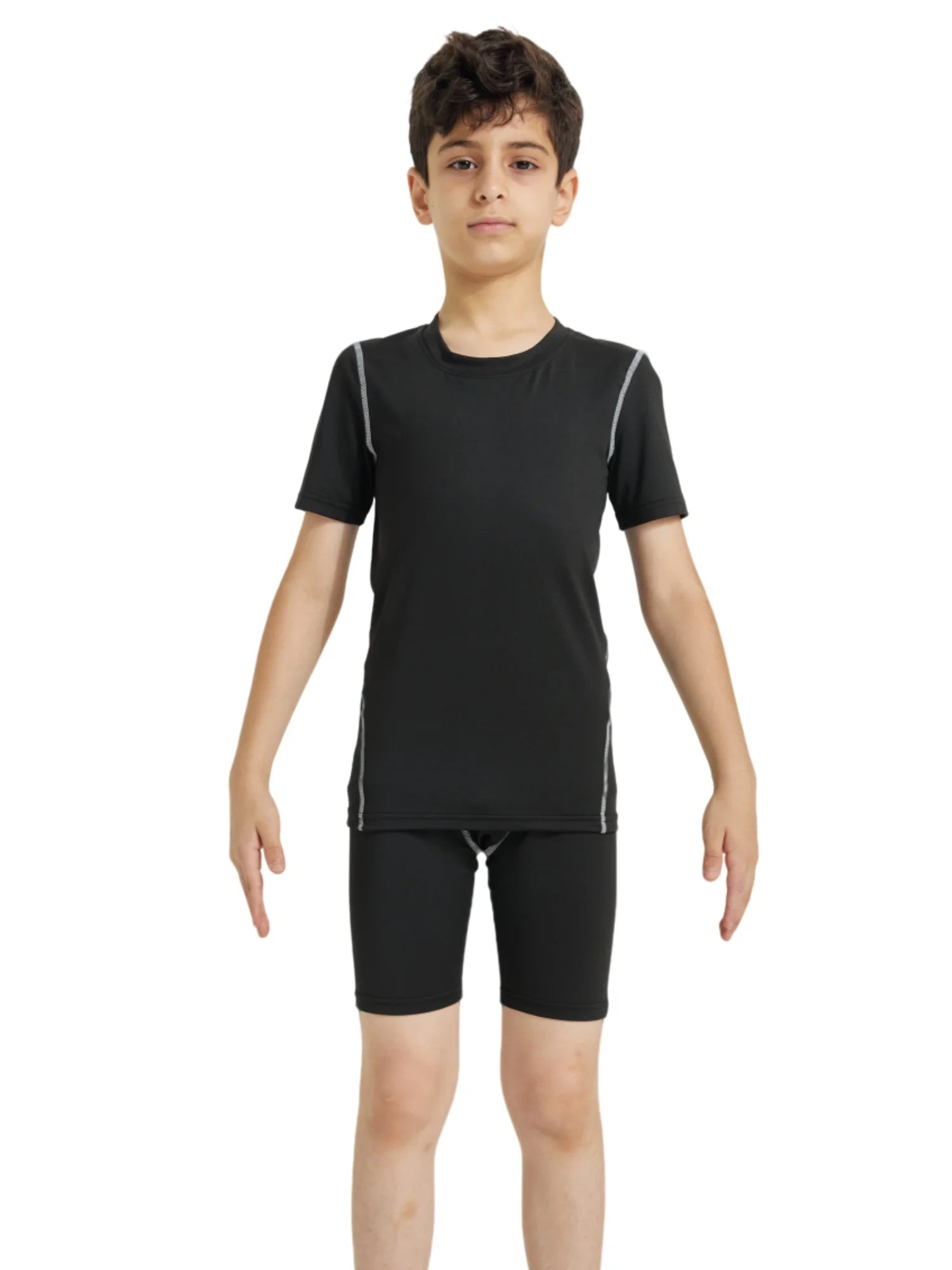 Youth Boys' Compression Sports Set Short Sleeve Athletic Shirts & Shorts Base Layer Set Sports Youth for Kids Football Main image