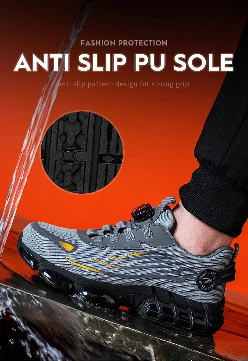 Men's Safety Shoes Protection And Elastic Safety Boots Fashionable Casual Shoes Breathable Odor Protection Men's Work Shoes