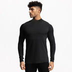 Plain Tight Absorb Sweat Elastic Shirts Gym Bodybuilding Fitness Turtleneck T-shirts Mens Long Sleeve Quick Dry Autumn Clothing