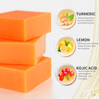 LKIAE Organic Turmeric Soap Bar, Natural Herbal Hand Made Whitening Soap, Remove Melanin, Acne, Spots, For Face And Body,200g