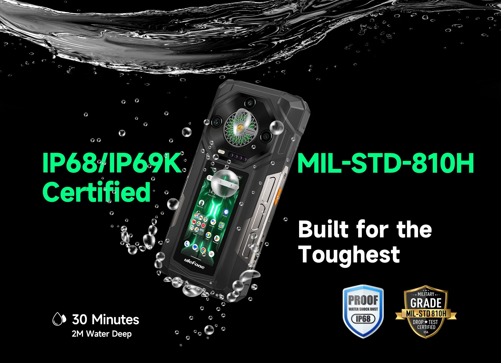 【2025 New】Ulefone Armor 33 Pro 5G Rugged Phone Smartphone Android 14 32GB+512GB 25500mAh Night Camera 64MP NFC Loud Speaker