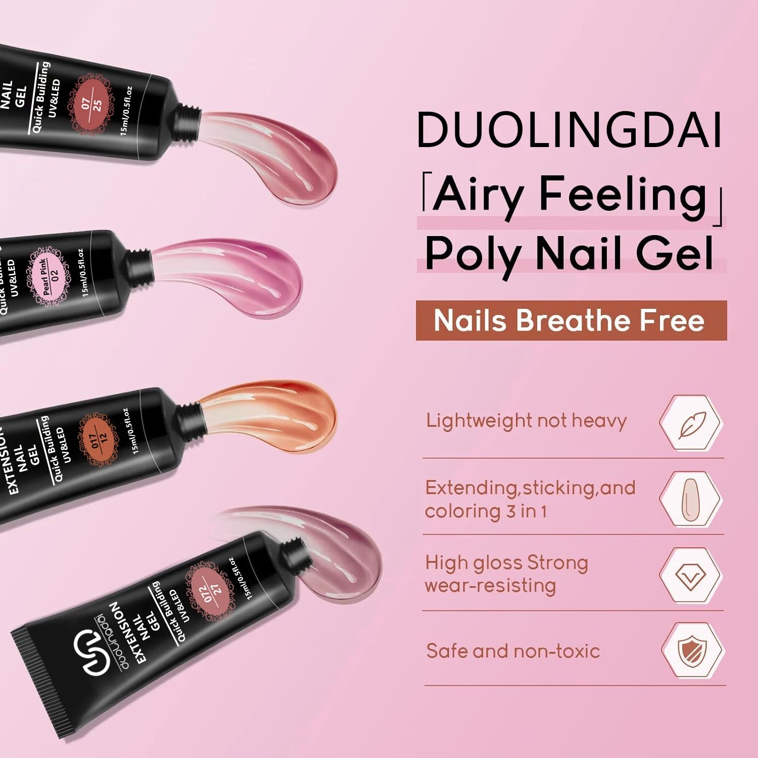39pcs Nail Extension Gel Kit - contains all the basic nail tools, easy to use for beginners Easy salon nail construction gel