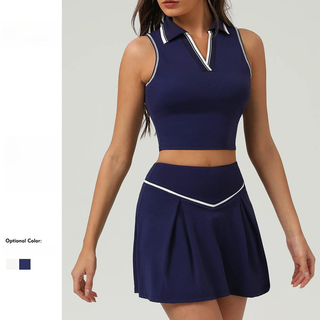 Tennis Skirt Sets Sports Fitness Golf Badminton Running Leisure Sports Short Skirts Workout Clothing Gym Yoga Suits for Women