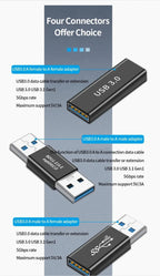 NNBILI USB3.0 Male to Female Right Angle Extension Adapter USB Upward Elbow 90 Degree Adapter 10Gbps For Laptop PC Connector