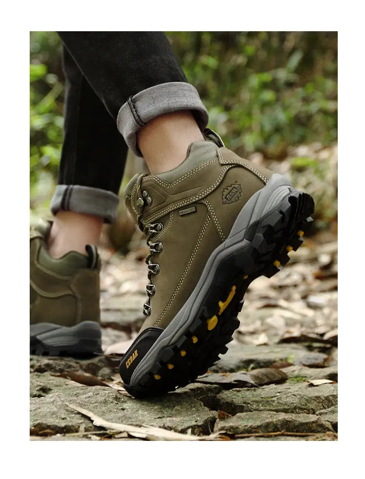 RAN Cow Leather Hiking Boots Men For men Outdoor Sport Walking Sneakers trekking Snow Shoes women Climbing Mountain Hunting boot