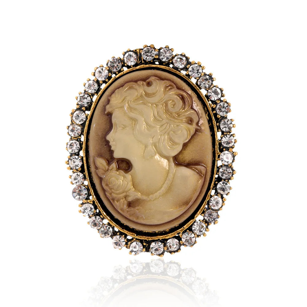 Vintage Victorian Design Queen's Cameo Brooch Pin, Antique Wedding Beauty Jewelry Gift, Elegant Style
