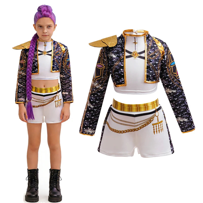 4 5 6 7 8 9 10 11 12 Years K-POP Girls Clothing Sets Cosplay 3Pcs Girls Suits Korean Version Birthday Party Costume Kids Clothes Main image